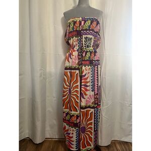 True Destinations Colorblock Sunburst Strapless Jumpsuit Sz Large